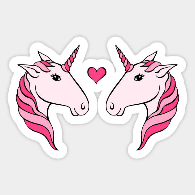 Pink Unicorn Couple Sticker by Olooriel